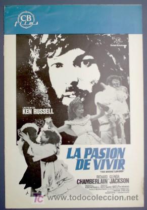 Cinema: LA PASI&Oacute;N DE VIVIR. PRESSBOOK. UNITED ARTISTS. KEN RUSELL. DISTRIBUIDA POR CB FILMS, 1970.