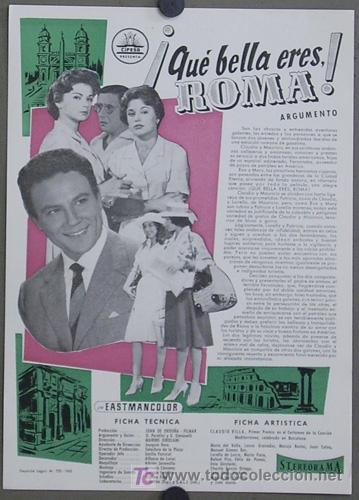 Kino: G2490 QUE BELLA ERES ROMA CLAUDIO VILLA MARIA DEL VALLE GUIA ORIGINAL CIFESA ESTRENO