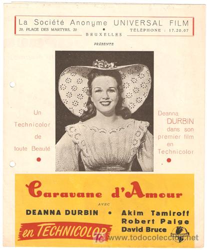 Cinema: G2892 FELIZ Y ENAMORADA DIANA DURBIN GUIA ORIGINAL BELGA