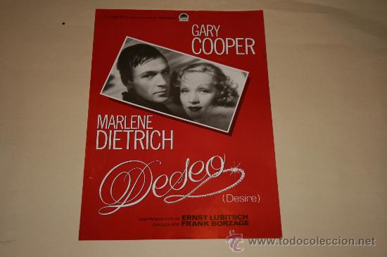 Cine: GUIA REPOSICION DE DESEO POR GARY COOPER Y MARLENE DIETRICH