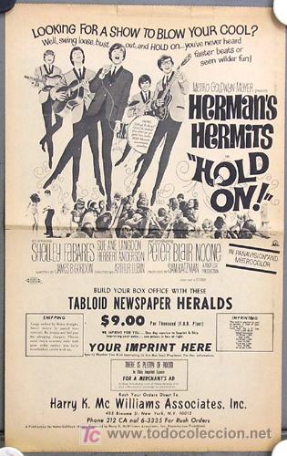 Cine: G2989 HOLD ON HERMAN'S HERMITS ARTHUR LUBIN GUIA PROGRAMA ORIGINAL AMERICANA