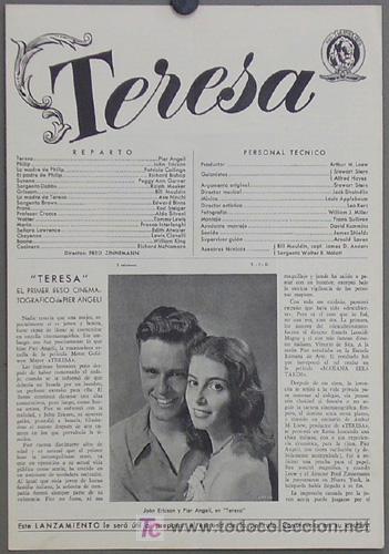Cine: G3029 TERESA PIER ANGELI FRED ZINNEMANN GUIA ORIGINAL MGM ESTRENO