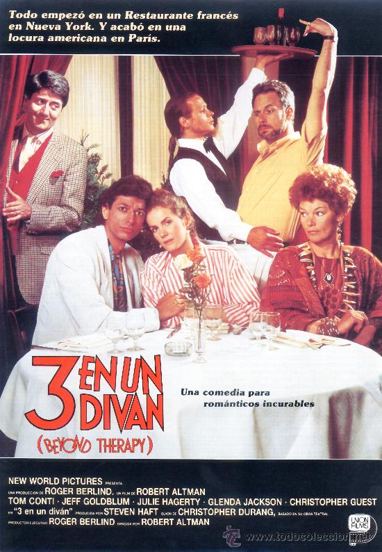 Cine: 3 EN UN DIVAN 1986 (GUIA ORIGINAL DOBLE CON FOTOS) ROGER BERLIND - TOM CONTI - GLENDA JACKSON