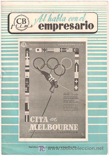 Cin&eacute;ma: G3607 CITA EN MELBOURNE JUEGOS OLIMPICOS 1956 GUIA ORIGINAL CB ESTRENO