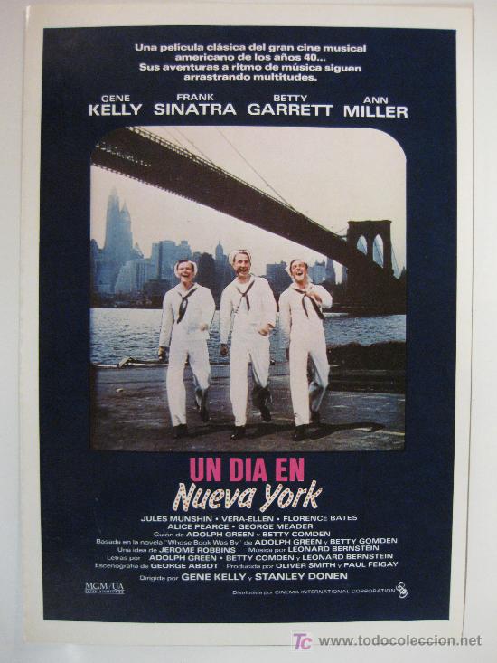 Cine: UN D&Iacute;A EN NUEVA YORCK. GENE KELLY Y STANLEY DONEN. CINEMA INTERNATIONAL CORPORATION.