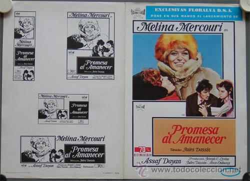 Cine: G3705 PROMESA AL AMANECER MELINA MERCOURI GUIA ORIGINAL ESTRENO