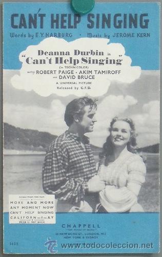 Cin&eacute;ma: G3747 FELIZ Y ENAMORADA DIANA DURBIN PARTITURA ORIGINAL INGLESA CAN'T HELP SINGING