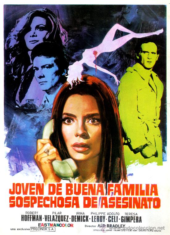 Cine: JOVEN DE BUENA FAMILIA SOSPECHOSA DE ASESINATO (GUIA ORIGINAL DOBLE CON FOTOS)GIALLO PILAR VELAZQUEZ