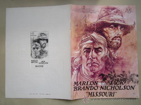 Cine: missouri marlon brando nicholson - guia publicitaria original del estreno NO ENTRA EN LOTES