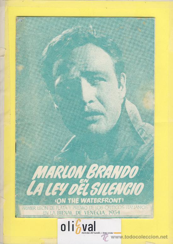 Cine: Guia de cine tama&ntilde;o 245 x 170 8 h  doble cara -La ley del silencio-marlon brando-1&ordf;  Venecia 1954