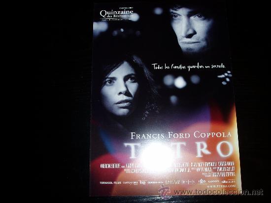 Cine: TETRO. GUIA PUBLICITARIA SENCILLA ORIGINAL DE LA PELICULA.