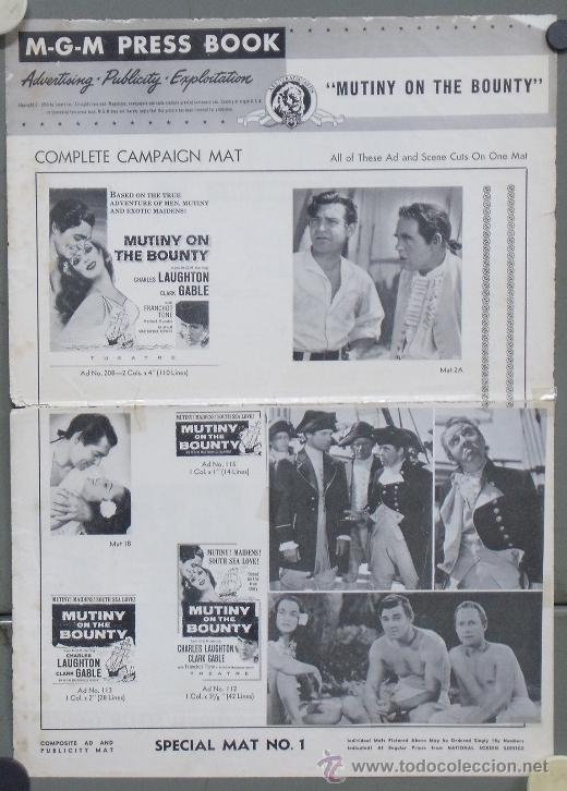 Cine: G4309 REBELION A BORDO LA TRAGEDIA DE LA BOUNTY CLARK GABLE GUIA ORIGINAL AMERICANA