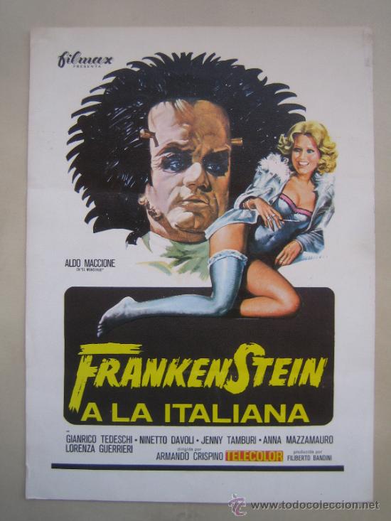 Cine: frankenstein a la italiana - guia publicitaria original del estreno jenny tamburi anna mazzamauro