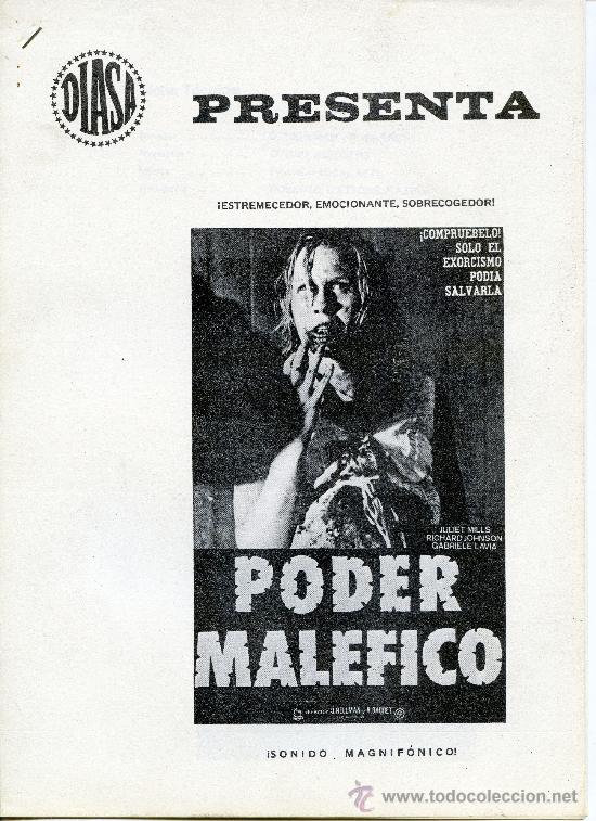 Cine: GUIA PUBLICITARIA PELICULA PODER MALEFICO - Foto 1