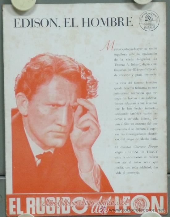 Kino: G4376 EL RUGIDO DEL LEON EDISON EL HOMBRE SPENCER TRACY 1945 - 46 GUIA ORIGINAL MGM