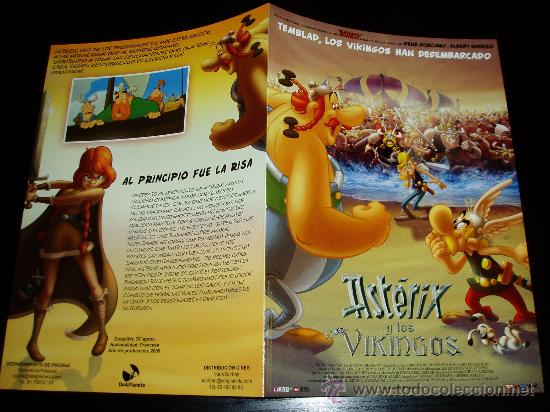 Cine: ASTERIX Y LOS VIKINGOS.  GUIA PUBLICITARIA DOBLE. ORIGINAL DE LA PELICULA.