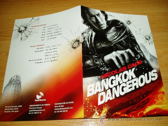 Cine: BANGKOK DANGEROUS. GUIA PUBLICITARIA DOBLE ORIGINAL DE LA PELICULA.