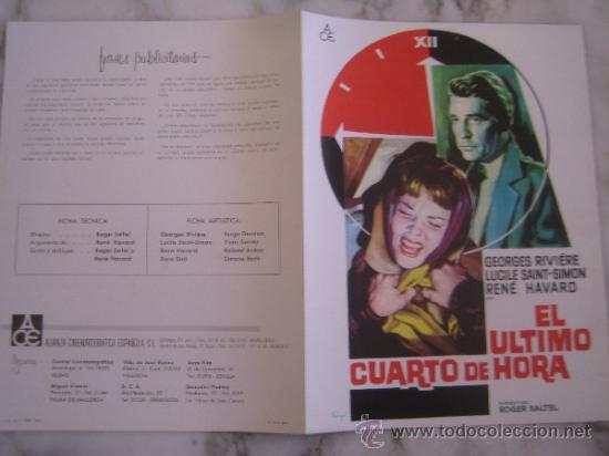 Cine: el ultimo cuarto de hora soligo - guia publicitaria original estreno - lucile saint simon