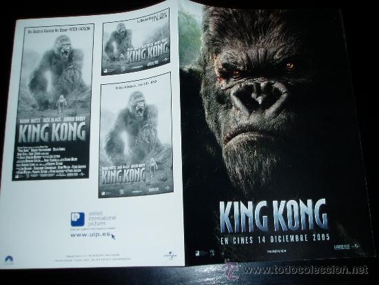 Cine: KING KONG. GUIA PUBLICITARIA DOBLE. ORIGINAL.NUEVO.MAGNIFICO ESTADO.