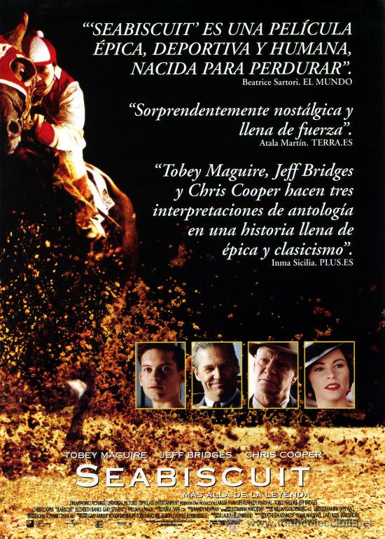 Cine: SEABISCUIT MAS ALLA DE LA LEYENDA (GUIA ORIGINAL 4 PAGINAS CON FOTOS) TOBEY MAGUIRE JEFF BRIDGES
