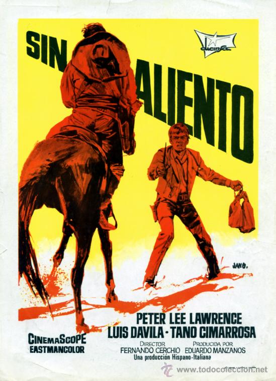 Kino: SIN ALIENTO 1969 (GUIA ORIGINAL DE SU ESTRENO EN ESPA&Ntilde;A) WESTERN - PETER LEE LAWRENCE LUIS DAVILA