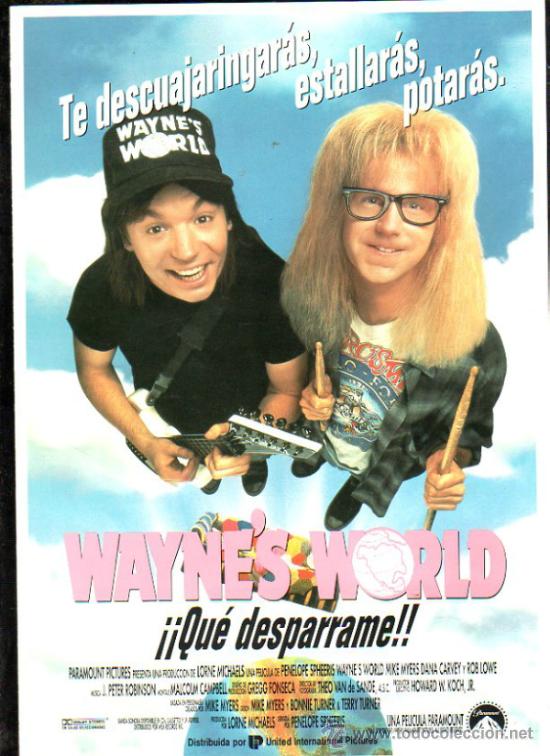 Cinema: GUIA PUBLICITARIA DE LA PELICULA WAYNE'S WORLD.