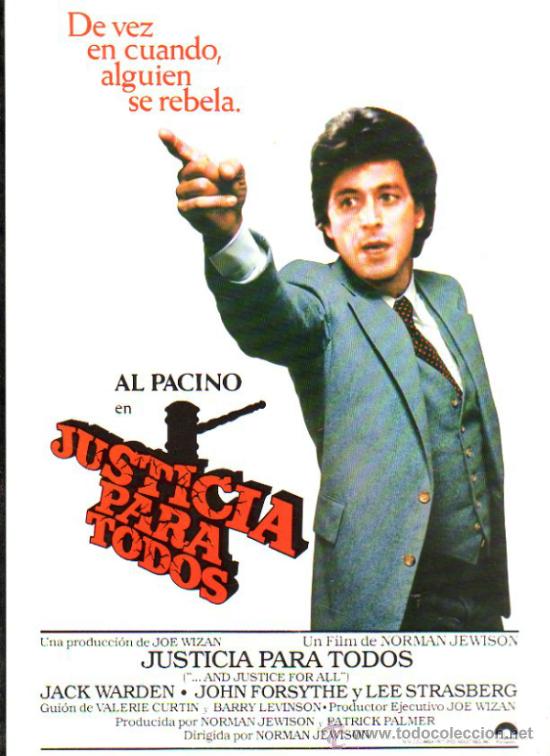 Cinema: GUIA PUBLICITARIA DE LA PELICULA JUSTICIA PARA TODOS.