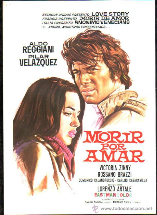 Cinema: GUIA PUBLICITARIA DE LA PELICULA MORIR POR AMAR.