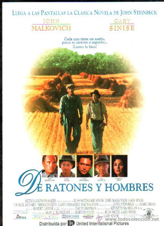 Kino: GUIA PUBLICITARIA DE LA PELICULA DE RATONES Y HOMBRES.