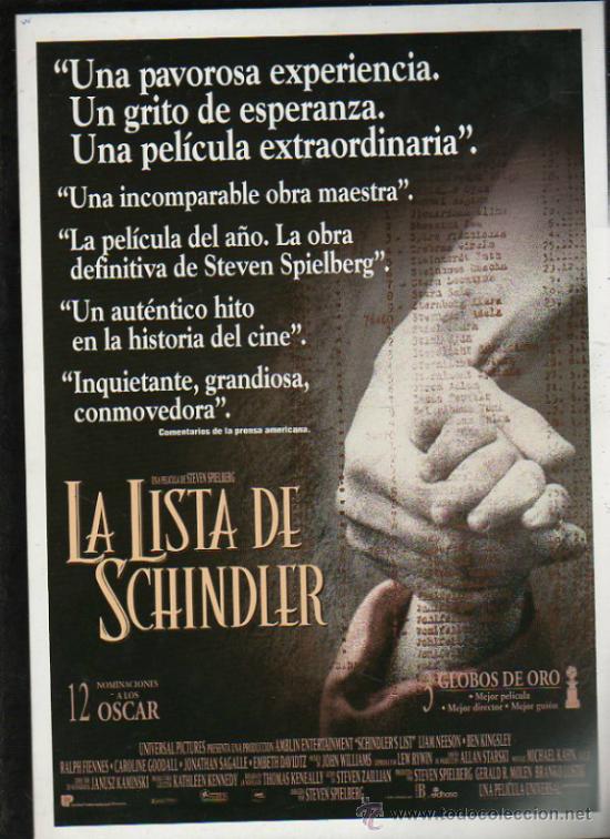 Kino: GUIA PUBLICITARIA DE LA PELICULA LA LISTA DE SCHINDLER.