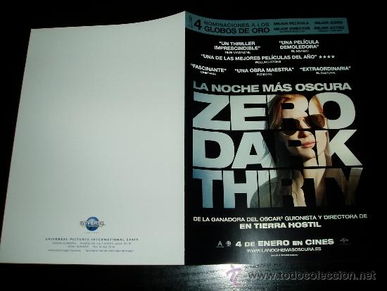 Cine: LA NOCHE MAS OSCURA. ZERO DARK THIRTY. GUIA PUBLICITARIA DOBLE. ORIGINAL. NUEVO.