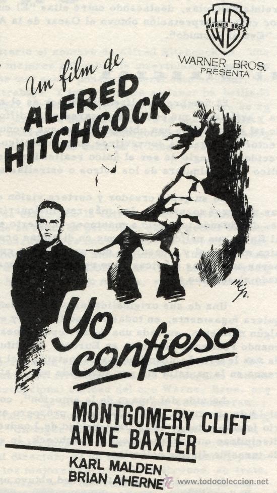 Cine: YO CONFIESO 1953 (GUIA ORIGINAL 8 PAGINAS) ALFRED HITCHCOCK - MONTGOMERY CLIFT