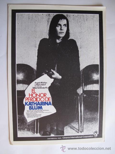 Cinema: EL HONOR PERDIDO DE KATHARINA BLUM                10GUIAS X 25&euro;  100GUIASX130&euro; ENVIOS INCLUIDOS