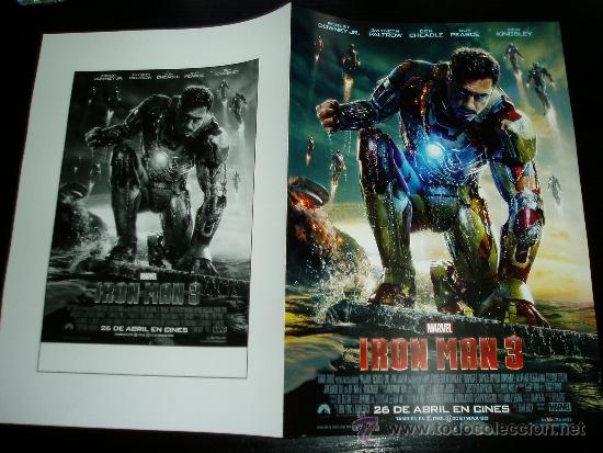 Cine: IRON MAN 3. GUIA PUBLICITARIA DOBLE. ORIGINAL. NUEVO.