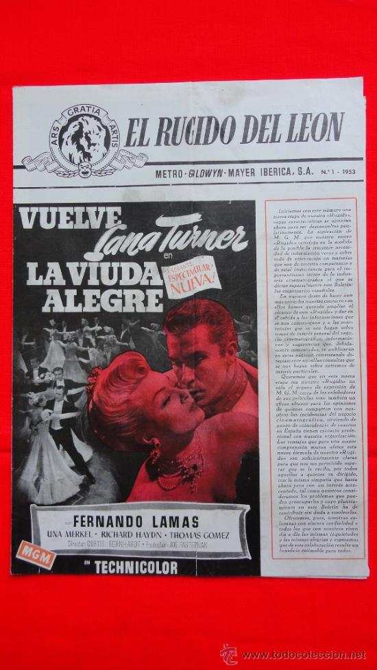 Cine: LA VIUDA ALEGRE, GU&Iacute;A DOBLE EL RUGIDO DEL LE&Oacute;N N&ordm;1 MGM 1953