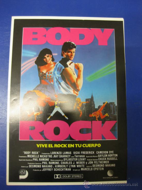 Cine: BODY ROCK.LORENZO LAMAS. GUIA PUBLICITARIA DOBLE DE LA PELICULA.