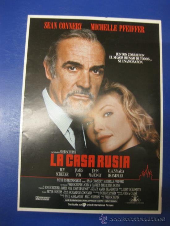 Cine: LA CASA RUSIA. SEAN CONNERY- MICHELLE PFEIFFER.GUIA PUBLICITARIA DOBLE DE LA PELICULA.
