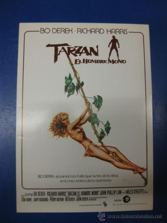 Cin&eacute;ma: TARZAN EL HOMBRE MONO. BO DEREK-RICHARD HARRIS..  GUIA PUBLICITARIA DOBLE DE LA PELICULA.