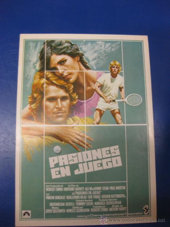 Cin&eacute;ma: PASION EN JUEGO. ROBERT EVANS-ALI MAcGRAW.  GUIA PUBLICITARIA DOBLE DE LA PELICULA.