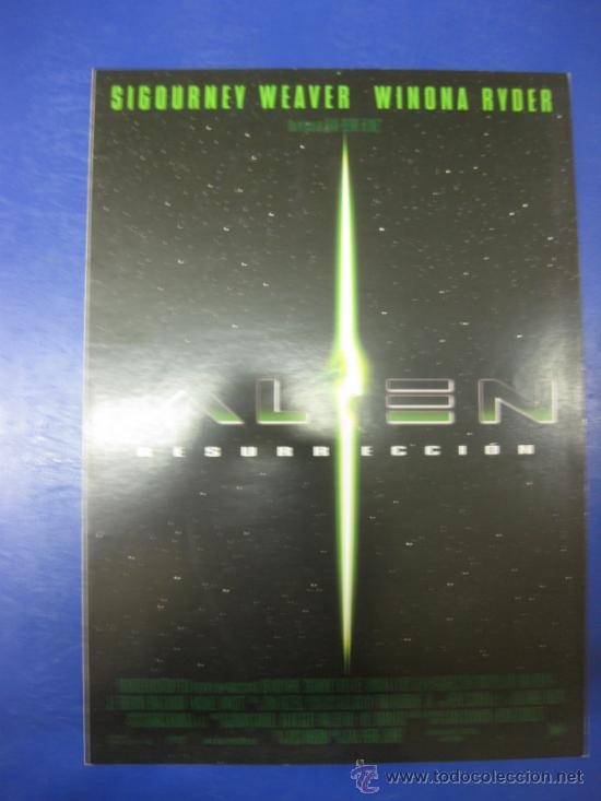 Cin&eacute;ma: ALIEN. SIGOURNEV WEAVER. WINONA RYDER. GUIA PUBLICITARIA DOBLE DE LA PELICULA.