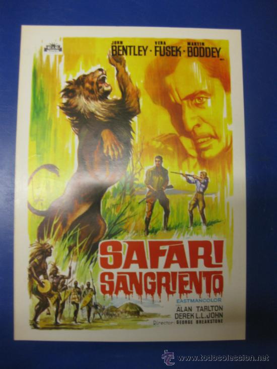 Cin&eacute;ma: SAFARI SANGRIENTO.JOHN BENTLEY-VERA FUSEK.. GUIA PUBLICITARIA DOBLE DE LA PELICULA.