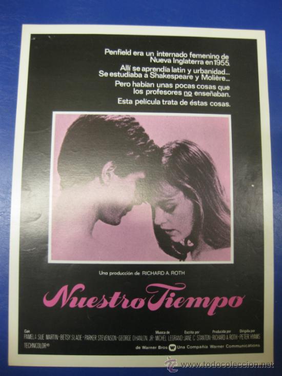 Cin&eacute;ma: NUESTRO TIEMPO. PAMELA SUE MARTIN-BETSY SLADE.GUIA PUBLICITARIA DE LA PELICULA.