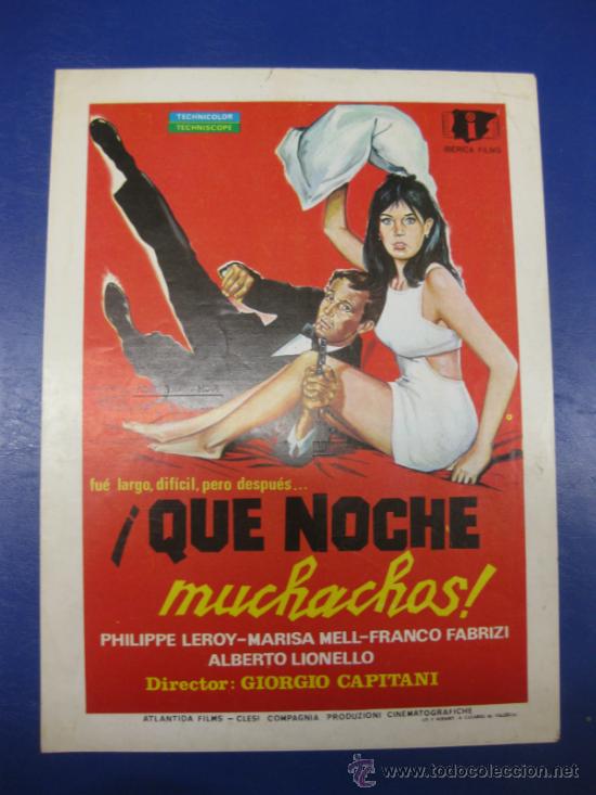 Cin&eacute;ma: QUE NOCHE MUCHACHOS.`PHILIPPE LEROY-MARISA MELL..GUIA PUBLICITARIA DOBLE DE LA PELICULA.