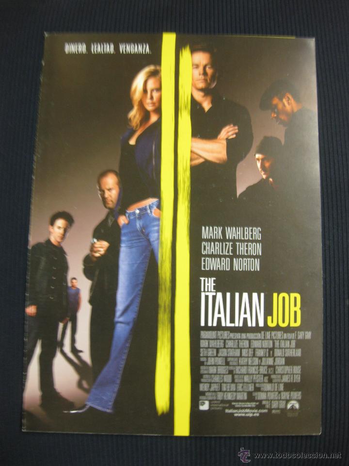 Cin&eacute;ma: THE ITALIAN JOB. CHARLIZA THERON, MARK WAHLBERG...GUIA PUBLICITARIA DOBLE DE LA PELICULA.