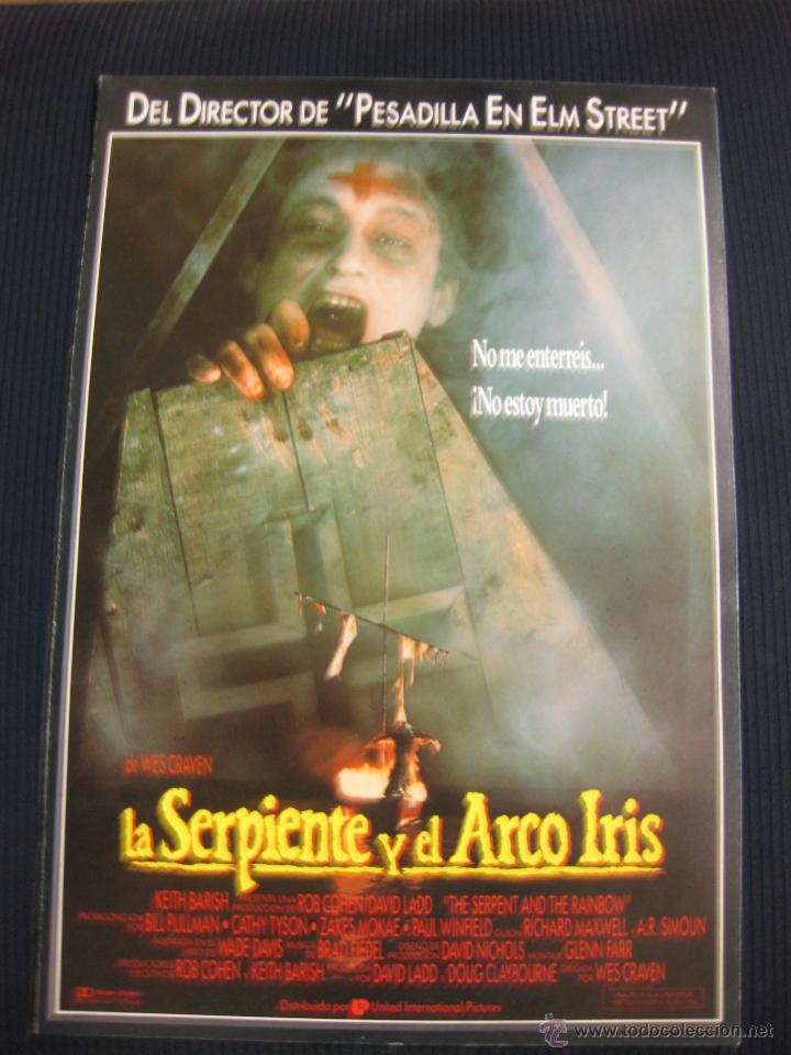 Cine: LA SERPIENTE Y EL ARCO IRIS...GUIA PUBLICITARIA DOBLE DE LA PELICULA.