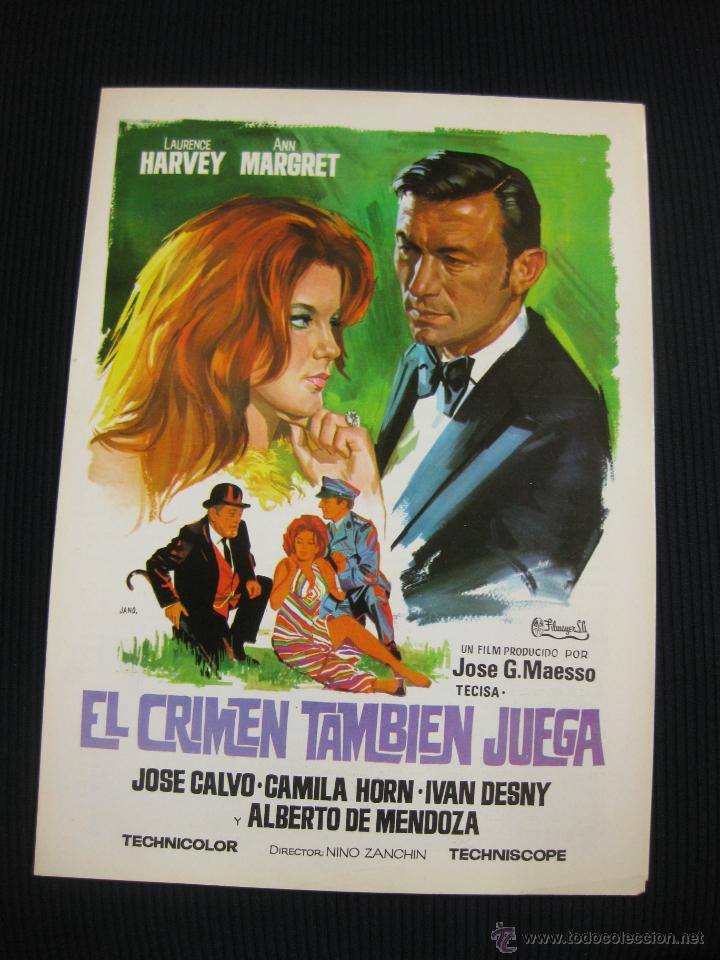 Cine: EL CRIMEN TAMBIEN JUEGA. LAURENCE HARVEY, ANN MARGRET...GUIA PUBLICITARIA DOBLE DE LA PELICULA.