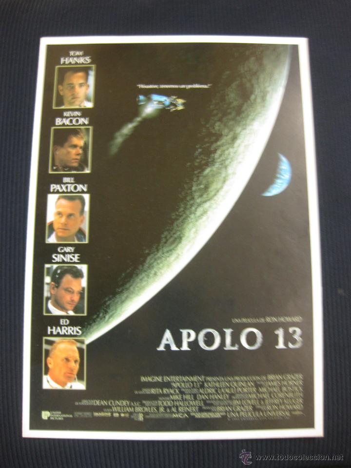 Cine: APOLO 13. TOM HANKS, KEVIN BACON.....GUIA PUBLICITARIA DOBLE DE LA PELICULA.