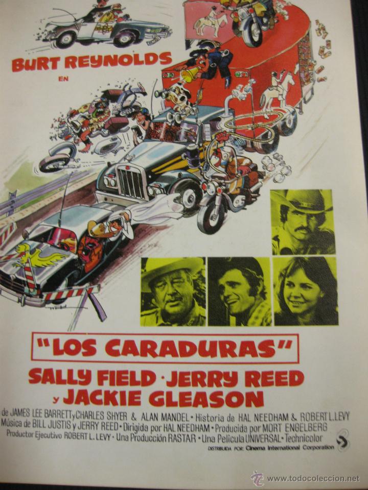 Cine: LOS CARADURAS. BURT REYNOLDS, SALLY FIELD...GUIA PUBLICITARIA DOBLE  DE LA PELICULA.
