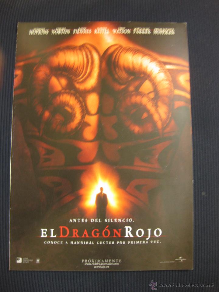 Cin&eacute;ma: EL DRAGON ROJO.ANTES DEL SILENCIO. ANTHONY HOPKINS.... GUIA PUBLICITARIA DOBLE DE LA PELICULA.
