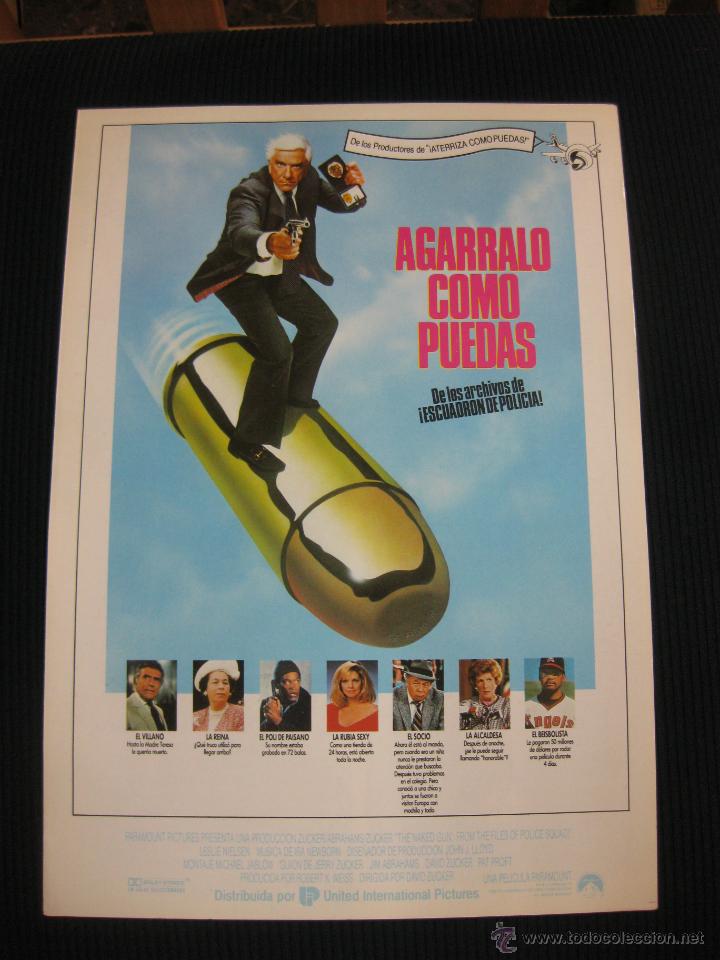 Cin&eacute;ma: AGARRALO COMO PUEDAS. LESLIE NIELSEN... GUIA PUBLICITARIA DOBLE DE LA PELICULA.